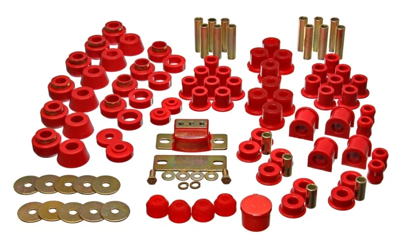 Energy Suspension 2.18101R, 87-95 Jeep Wrangler YJ Red Hyper-Flex Master Bushing Set