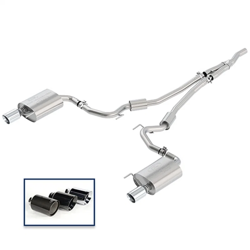 Ford Racing M-5200-M4SCA, 2018 Mustang 2.3L Ecoboost Cat-Back Sport Exhaust System w/Chrome Tips