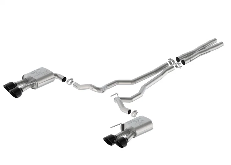 Ford Racing M-5200-M5EBV, 2024 Mustang 5.0L Extreme Non-Active Cat-Back Exhaust w/Valance - Black Tip