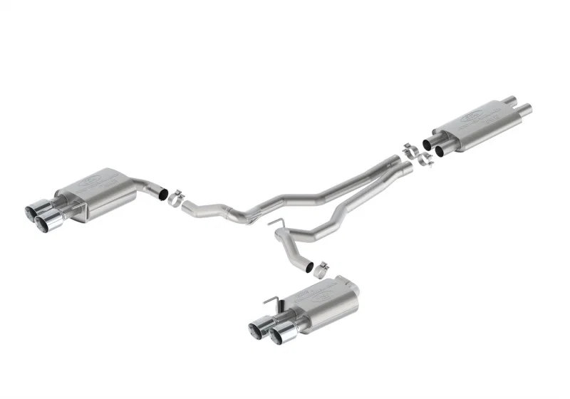 Ford Racing M-5200-M5TCV, 2024 Mustang 5.0L Touring Non-Active Cat-Back Exhaust w/GT Valance - Chrome Tip