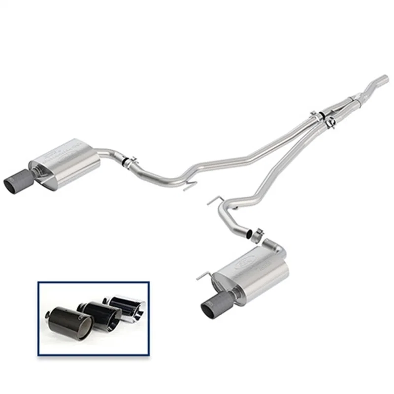 Ford Racing M-5200-M4TFA, 2018 Mustang 2.3L Ecoboost Cat-Back Touring Exhaust System w/Carbon Fiber Tips