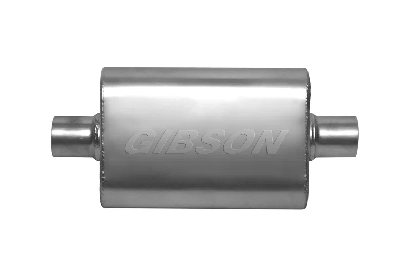 Gibson 55111S, CFT Superflow Center/Center Oval Muffler - 4x9x13in/2.25in Inlet/2.25in Outlet - Stainless