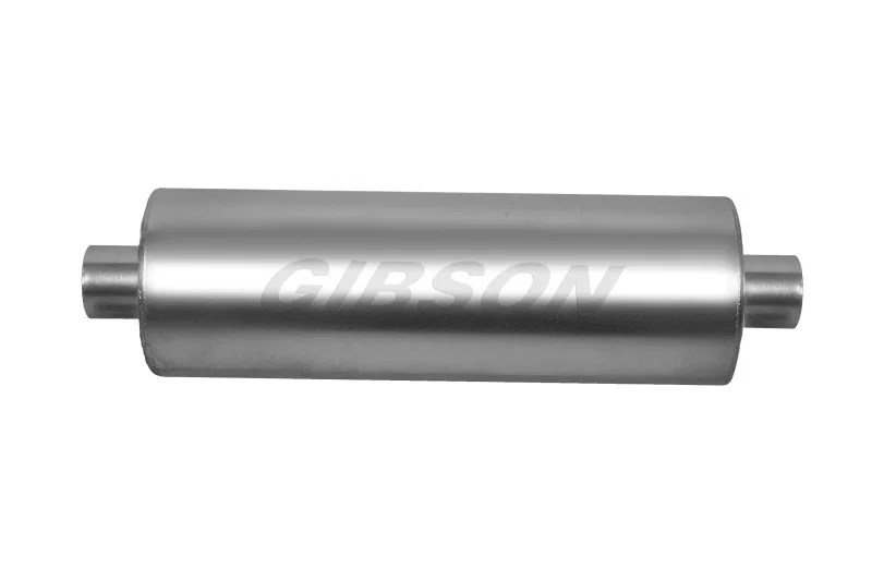 Gibson 788702S, SFT Superflow Center/Center Round Muffler - 8x24in/2.5in Inlet/3in Outlet - Stainless
