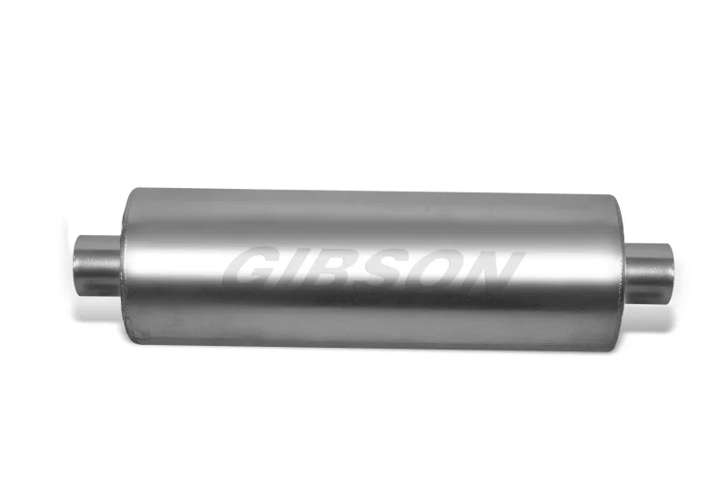 Gibson 788707S, SFT Superflow Center/Center Round Muffler - 8x24in/3.5in Inlet/3.5in Outlet - Stainless
