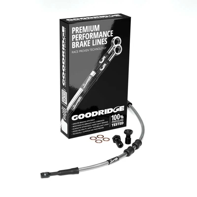 Goodridge HD0064-1FB-CL2, 01-05 HD FXDL +2in Clear Brake Line Kit w/Black Fittings