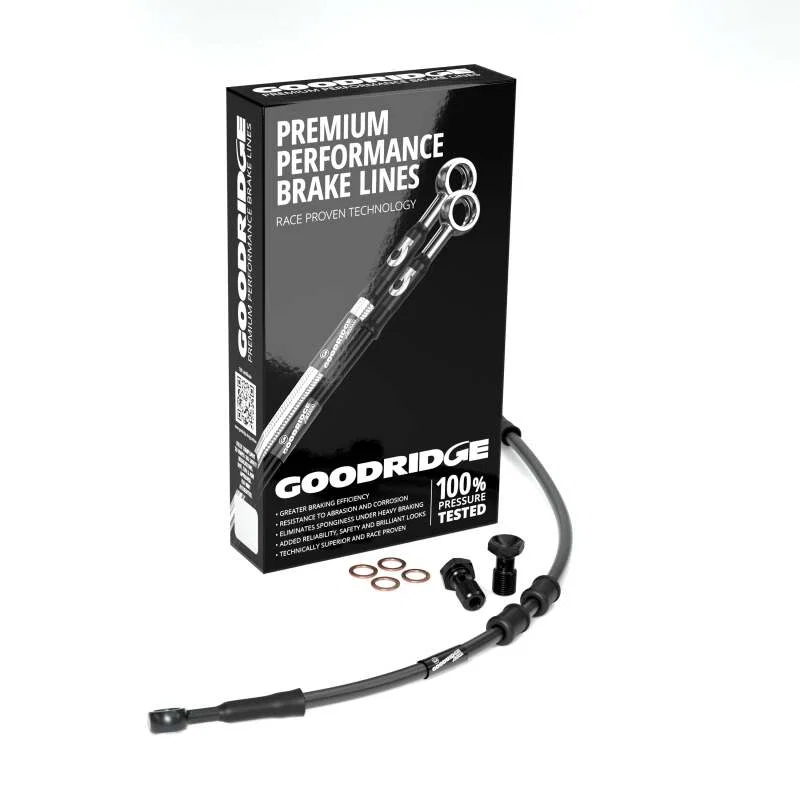Goodridge HD0061-3FB-BK10, 01-03 HD FXDXT +10in Black Brake Line Kit w/Black Fittings for Harley-Davidson FXDX Dyna Super Glide Sport