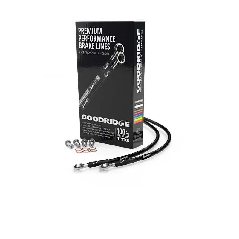 Goodridge HD0063-2RC-BK, 00-03 H-D FLSTS Softail Heritage Springer (w/o ABS) Clear Rear Brake Line w/Black Fittings