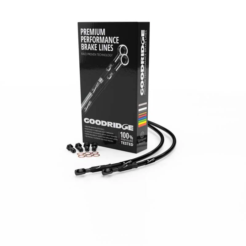 Goodridge HD0054-3FB-BK, 01-05 Harley-Davidson VRSCA V-ROD Black Front Brake Line w/Black Fitting