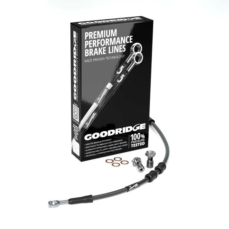 Goodridge HD0062-1FC-BK10, 00-07 HD FX +10in Black Brake Line Kit w/Stainless Steel Fittings for Ford