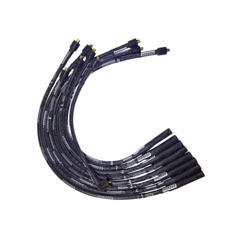Moroso 51556, SB Chrysler Mopar Sleeved Str Non-HEI Str Plug Ultra Spark Plug Wire Set - Black