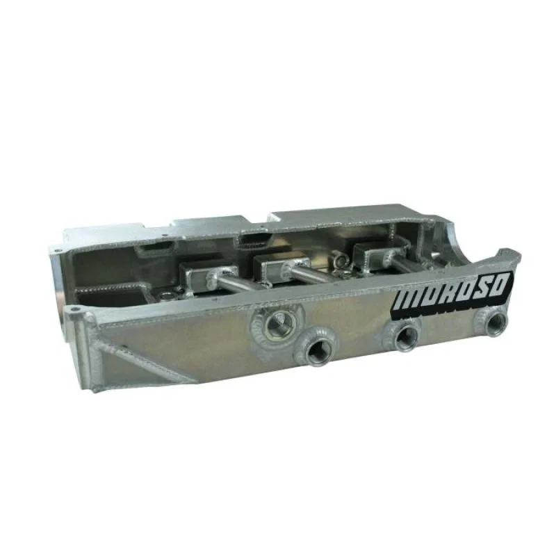 Moroso 21545, Small Block Chevy Asphalt Late Model Dry Sump 4.25in (w/3 Pick Ups) Aluminum Oil Pan