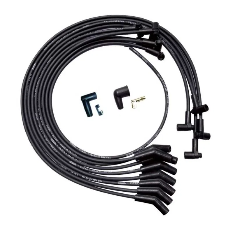 Moroso 51030, SBC Under Header Unsleeved Ultra Spark Plug Wire Set - Black