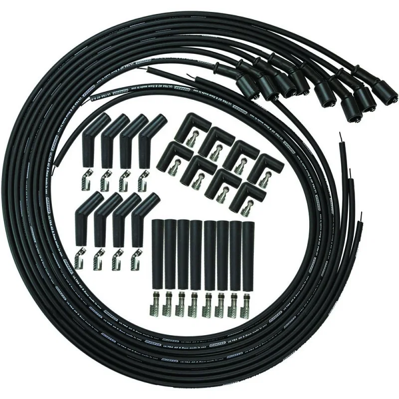 Moroso 73749, GM LS/LT 8.5mm Ultra 40 Universal Wire Set - Black w/90/135/Straight Plug Ends