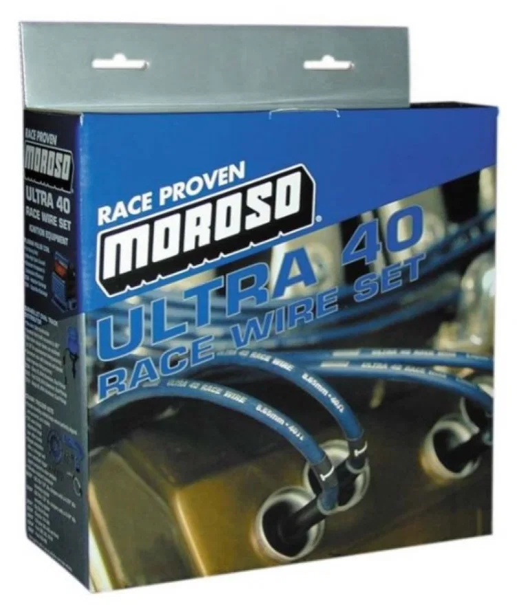 Moroso 73714, Chevrolet Big Block Ignition Wire Set - Ultra 40 - Unsleeved - Non-HEI - Crab Cap - Black