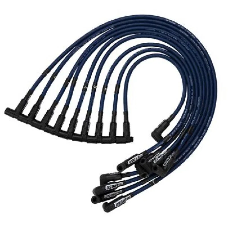 Moroso 73677, Chevrolet Small Block (Sprint Car) Ignition Wire Set - Ultra 40 - Unsleeved - HEI - Blue