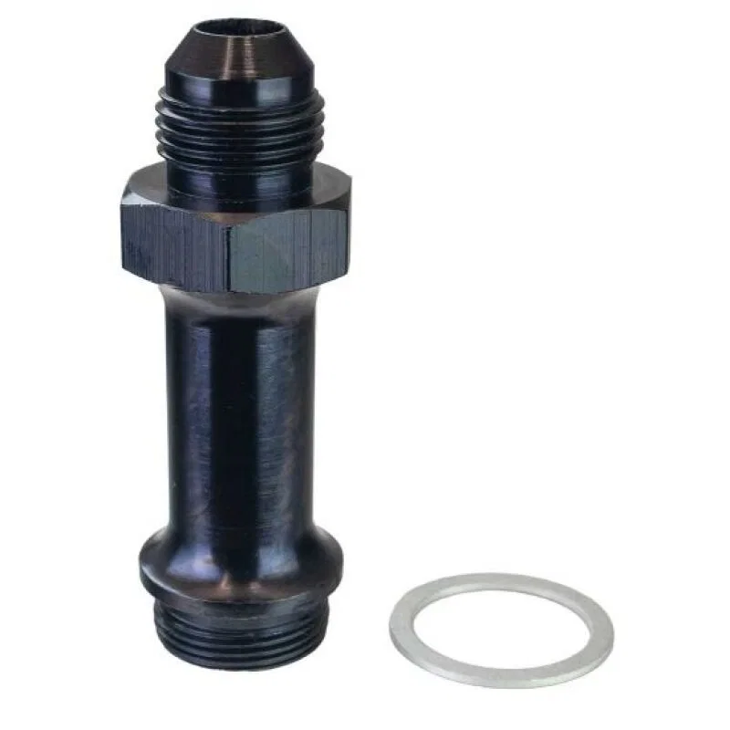 Moroso 65147, 8AN x 7/8in-20, 3in Long Carburetor Fuel Inlet Fitting