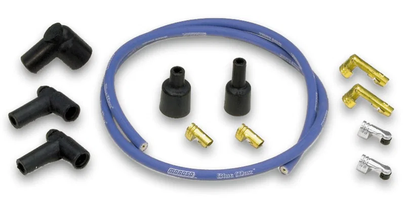 Moroso 72855, Ignition Coil Wire Kit - Blue Max - Solid Core - 8mm - 3ft Wire/Terminals/Boots