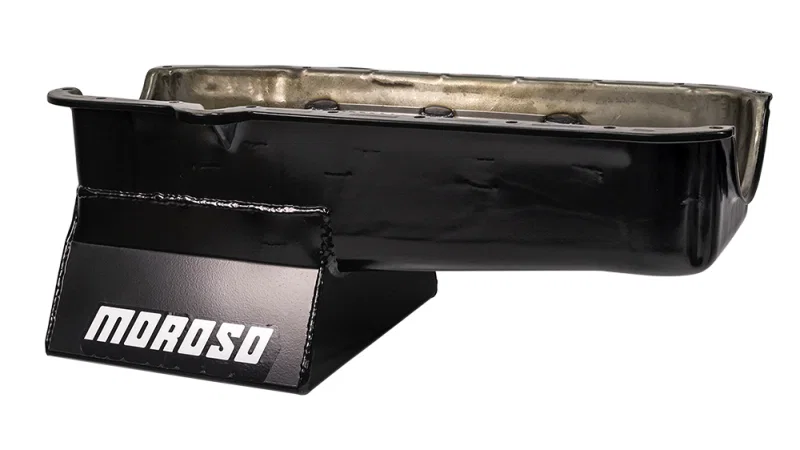 Moroso 20201, 80-85 Chevrolet SBC (w/Passenger Side Dipstick) Wet Sump 7qt 8.25in Steel Oil Pan - Black