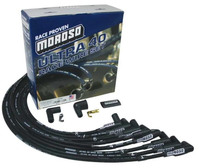 Moroso 73715, Chevrolet Big Block Ignition Wire Set - Ultra 40 - Unsleeved - HEI - Crab Cap - Black