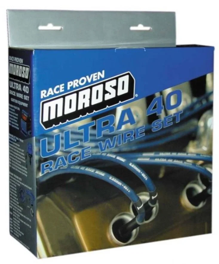 Moroso 73690, Chevrolet Big Block Ignition Wire Set - Ultra 40 - Unsleeved - Non-HEI - Crab Cap - Red