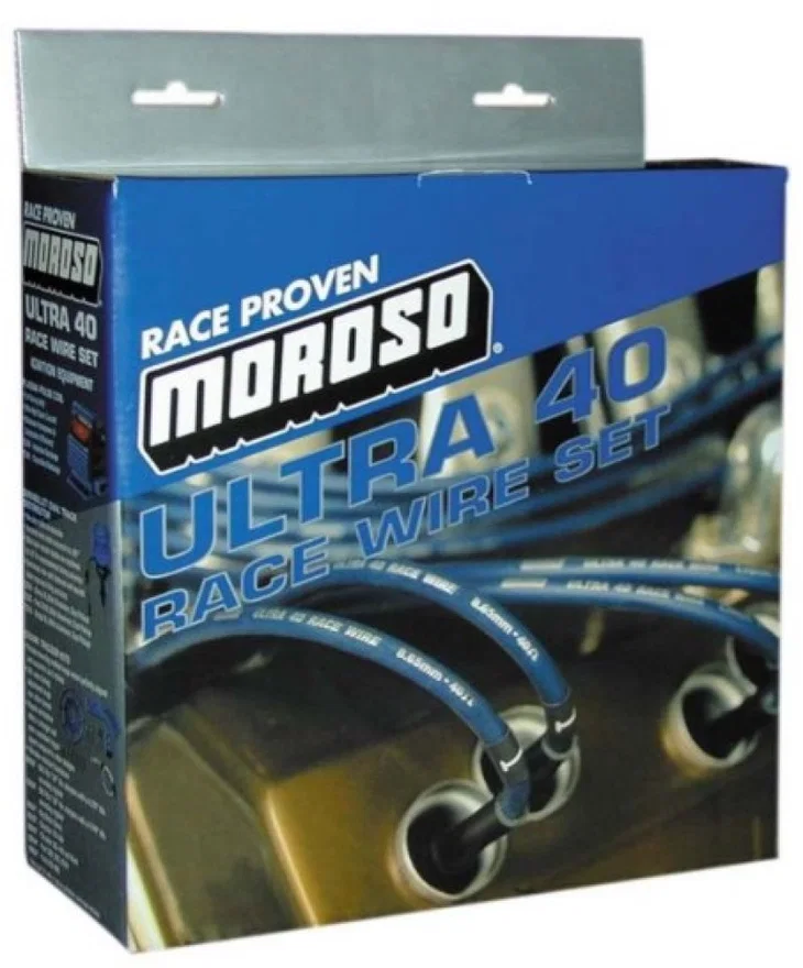Moroso 73614, Chevrolet Big Block Ignition Wire Set - Ultra 40 - Sleeved - Non-HEI - Straight - Blue