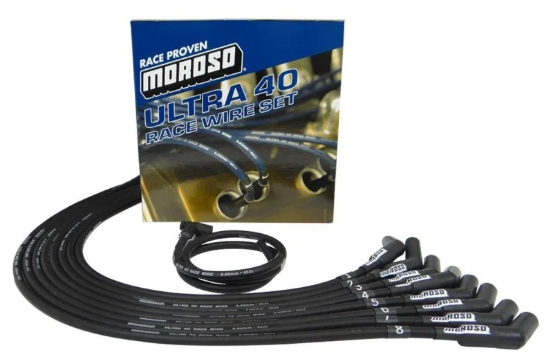 Moroso 73729, Chevrolet Big Block Ignition Wire Set - Ultra 40 - Unsleeved - HEI - 135 Degree - Black