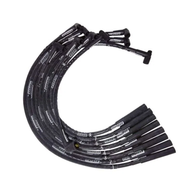 Moroso 51555, SB Chrysler Mopar Sleeved Str Plug HEI Dist Ultra Spark Plug Wire Set - Black