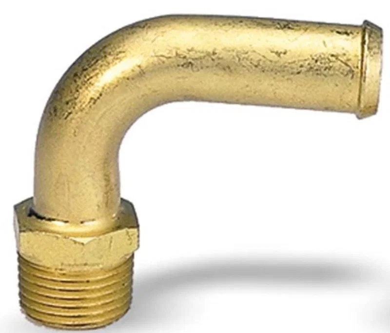 Moroso 65130, Streamline Fuel Line Fitting - 3/8in NPT to 1/2in Hose - 90 Degree - Single