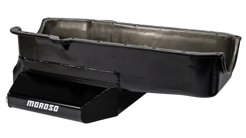 Moroso 21816, 80-85 Chevy SBC/Dart (w/2 Pc Seal/Low Clearance) Wet Sump 7qt 7in Steel Oil Pan - Black