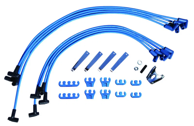 Moroso 72752, Chevrolet Small Block Ignition Wire Dress-Up Kit - HEI - Blue Max - Spiral Core