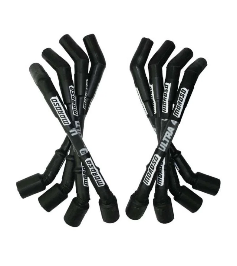Moroso 73850, GM LS Ultra 40 Custom Fit Sleeved Ignition Wire Set 8in 135 Deg Boots - Black