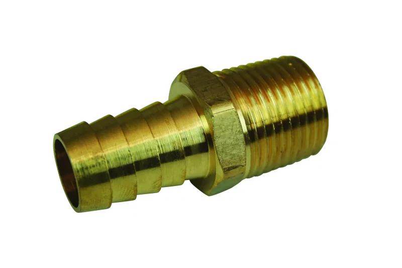 Moroso 22735, Straight Fitting - 1/2in NPT to 5/8in Barbed - Brass - Single