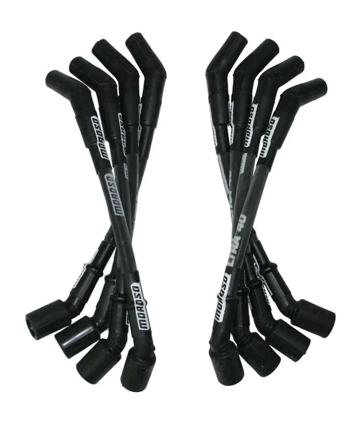 Moroso 73851, GM LS Ultra 40 Custom Fit Sleeved Ignition Wire Set 12in 135 Deg Boots - Black