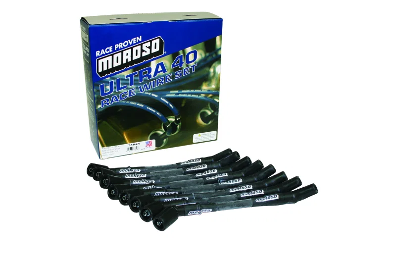 Moroso 73848, GM LT Ignition Wire Set - Ultra 40 - Sleeved - 9.25in Wire (Use w/Part No 68494/68496) -Black