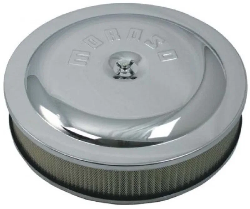 Moroso 65910, Racing Air Cleaner - 14in x 3in Filter - Steel - Chrome Plated