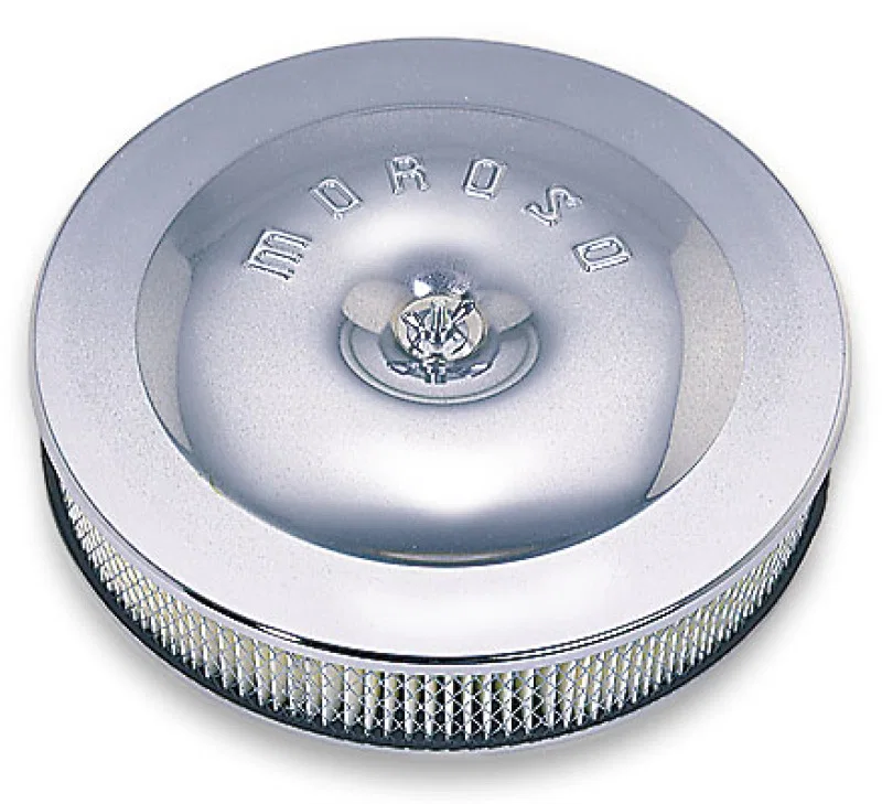 Moroso 66210, Race/Street Air Cleaner - 11-1/2in x 2-3/8in Filter - Steel - Chrome Plated