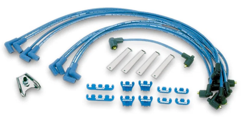 Moroso 72751, Chevrolet Small Block Ignition Wire Dress-Up Kit - Pre-HEI - Blue Max - Spiral Core