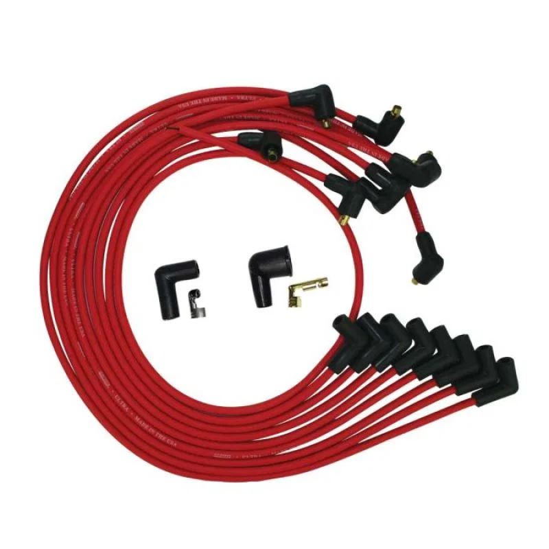 Moroso 52044, BBC Under Header 90 Deg Plug Non-HEI Ultra Spark Plug Wire Set - Red
