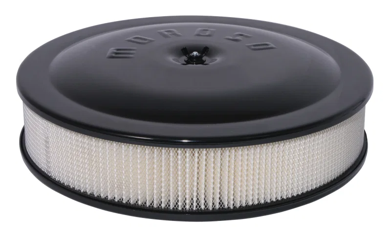 Moroso 65904, Racing Air Cleaner - 14in x 3in Filter - Aluminum - Black Powder Coat