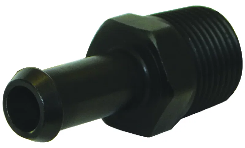 Moroso 65381, Air/Oil Separator Fuel Line Fitting - 3/8in to 3/8in Hose - Straight - Black - Single