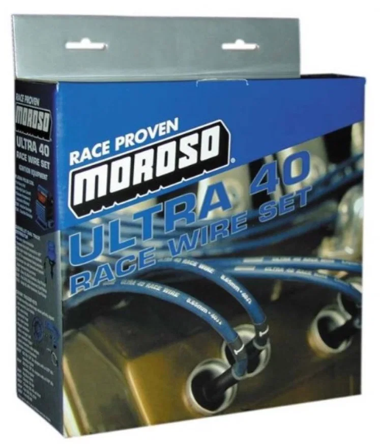 Moroso 73821, Chevrolet Big Block Ignition Wire Set - Ultra 40 - Sleeved - Non-HEI - 90 Degree - Black