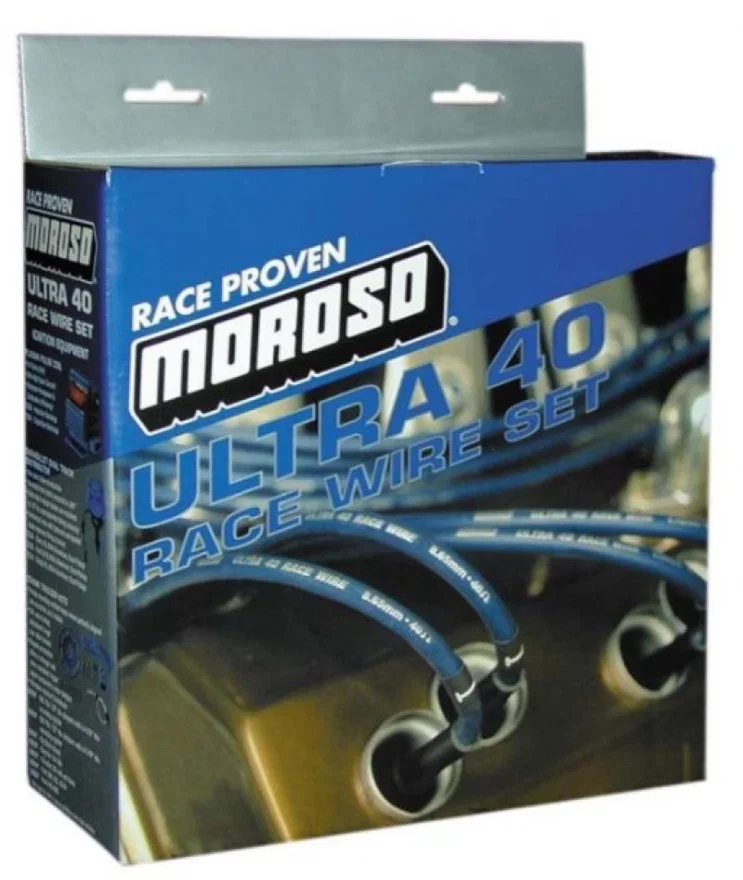 Moroso 73724, Chevrolet Small Block (Raised Cam) Ignition Wire Set - Ultra 40 - Unsleeved - Black
