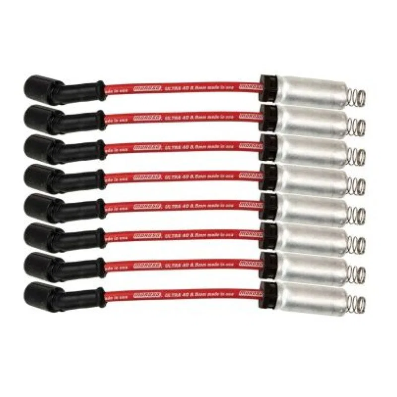 Moroso 73740, GM LS/LT 8.5mm Ultra 40 9.75in Long Wire Set w/Alum Heatshield - Red