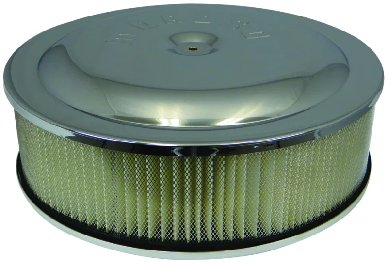 Moroso 65928, Racing Air Cleaner - 16in x 4in Filter - Offset - Raised Bottom - Clear Powder Coat