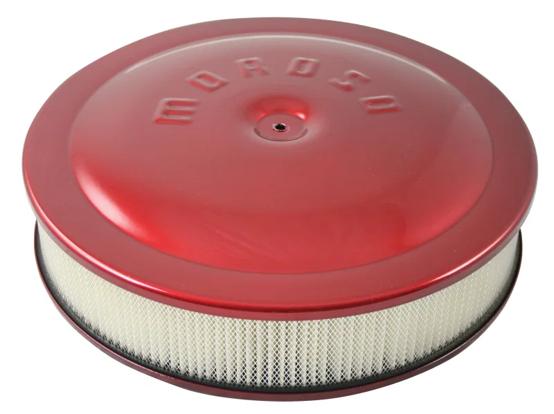Moroso 65905, Racing Air Cleaner - 14in x 3in Filter - Aluminum - Red Powder Coat