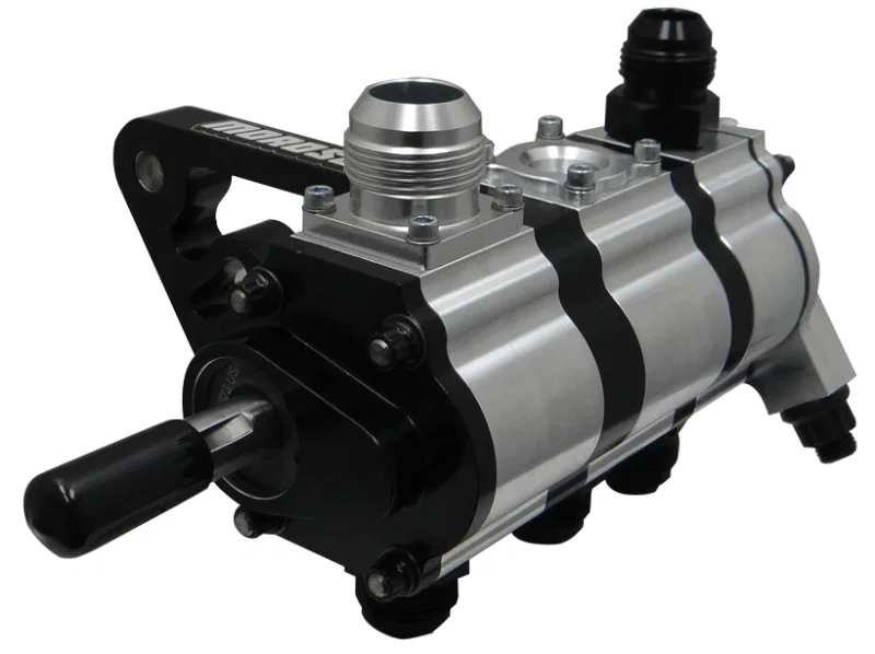 Moroso 22363, 3 Stage Dry Sump Oil Pump w/Fuel Pump Drive - Tri-Lobe - Left Side - 1.200 Pressure