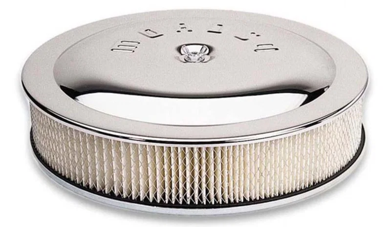 Moroso 65946, Racing Air Cleaner - 14in x 5in Filter - Flat Bottom - Steel - Chrome Plated - 4500