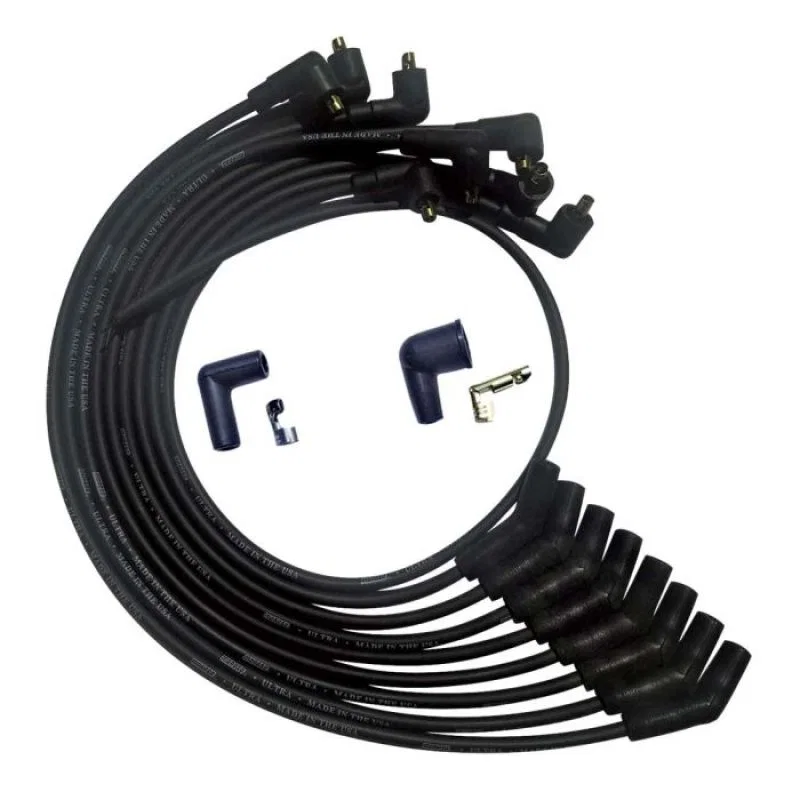 Moroso 51071, SB Ford 260289302 135 Deg Plug End Non-HEI Unsleeved Ultra Spark Plug Wire Set - Black