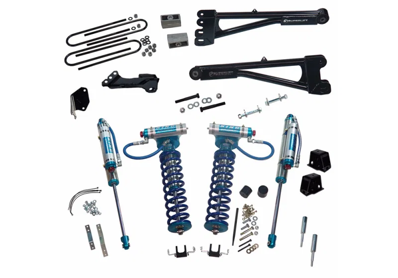 Superlift K975KG, 05-07 Ford F-250/F-350 SD 4WD 4in Lift Kit w/Repl Radius Arms & King Coilovers Rear Shocks