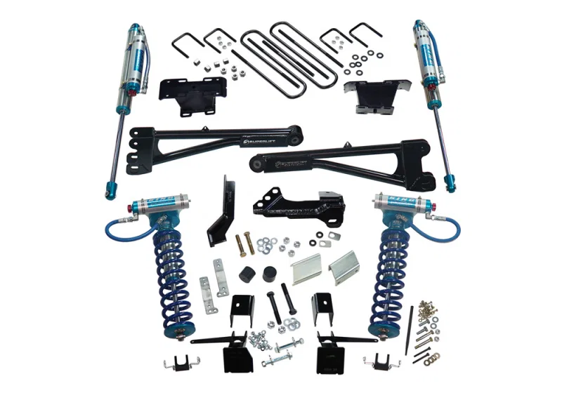 Superlift K165KG, 17-19 Ford F-250 SD 4WD 4in King Rad. Arm Lift Kit w/King FR Coils & Rear Reservoir Shocks